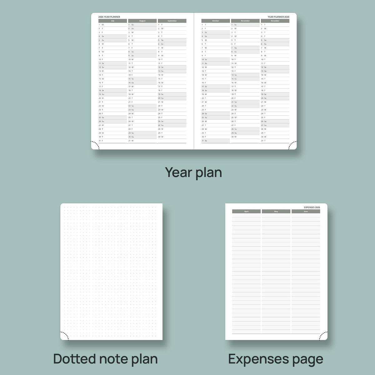 POPRUN Planner 2025-2026 (Medium - 6.5'' x 8.5'') Academic Weekly Calendar (July 2025 - June 2026) with Hourly Time Slots, Monthly Tabs, 100GSM Thick Papers, Leather Soft Cover - Black