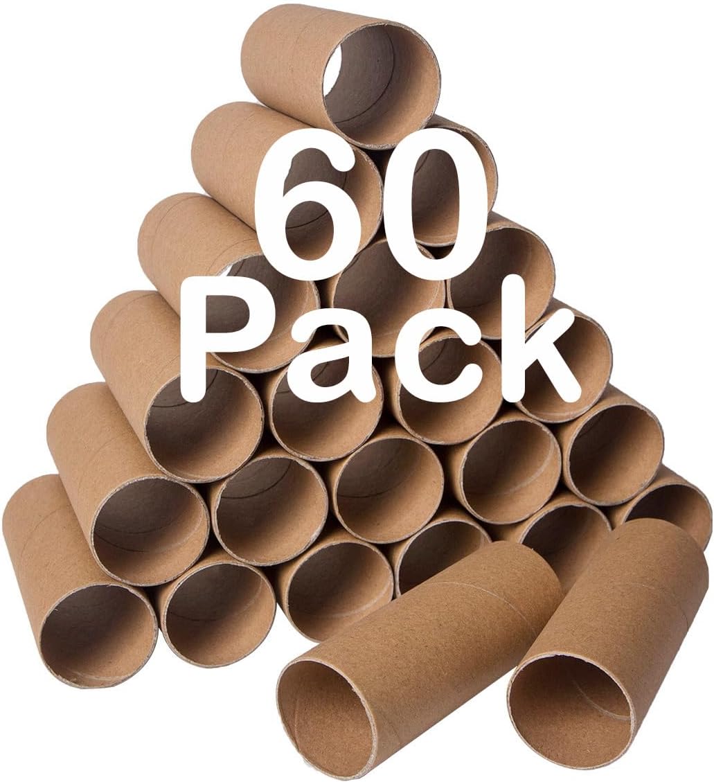 60 Pack Craft Rolls - Thick Cardboard Tubes for Craft - Round Cardboard Tubes For Crafts - Craft Tubes - Bulk Craft Round Tubes - Paper Tube for Arts & Crafts - 1.57 x 3.9 Inches - Brown