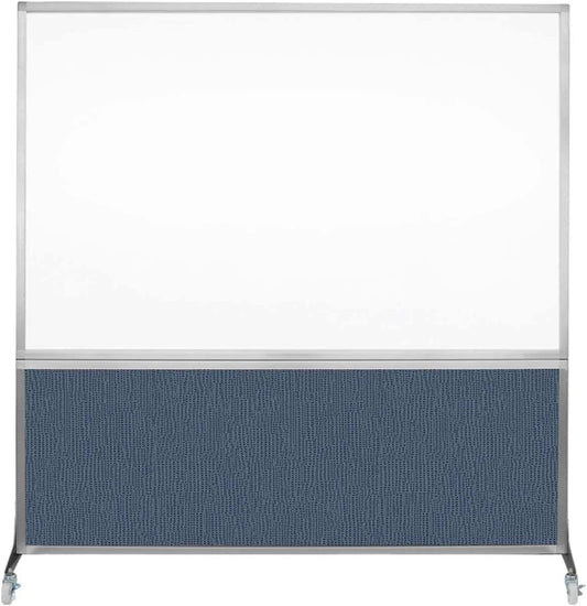 DivideWrite Mobile Whiteboard | Double Sided Dry Erase Board | Portable Office Cubicle Partition | Display for Classrooms, Conference Rooms, Meeting Areas and More | Ocean Fabric 6' Wide X 6' Tall