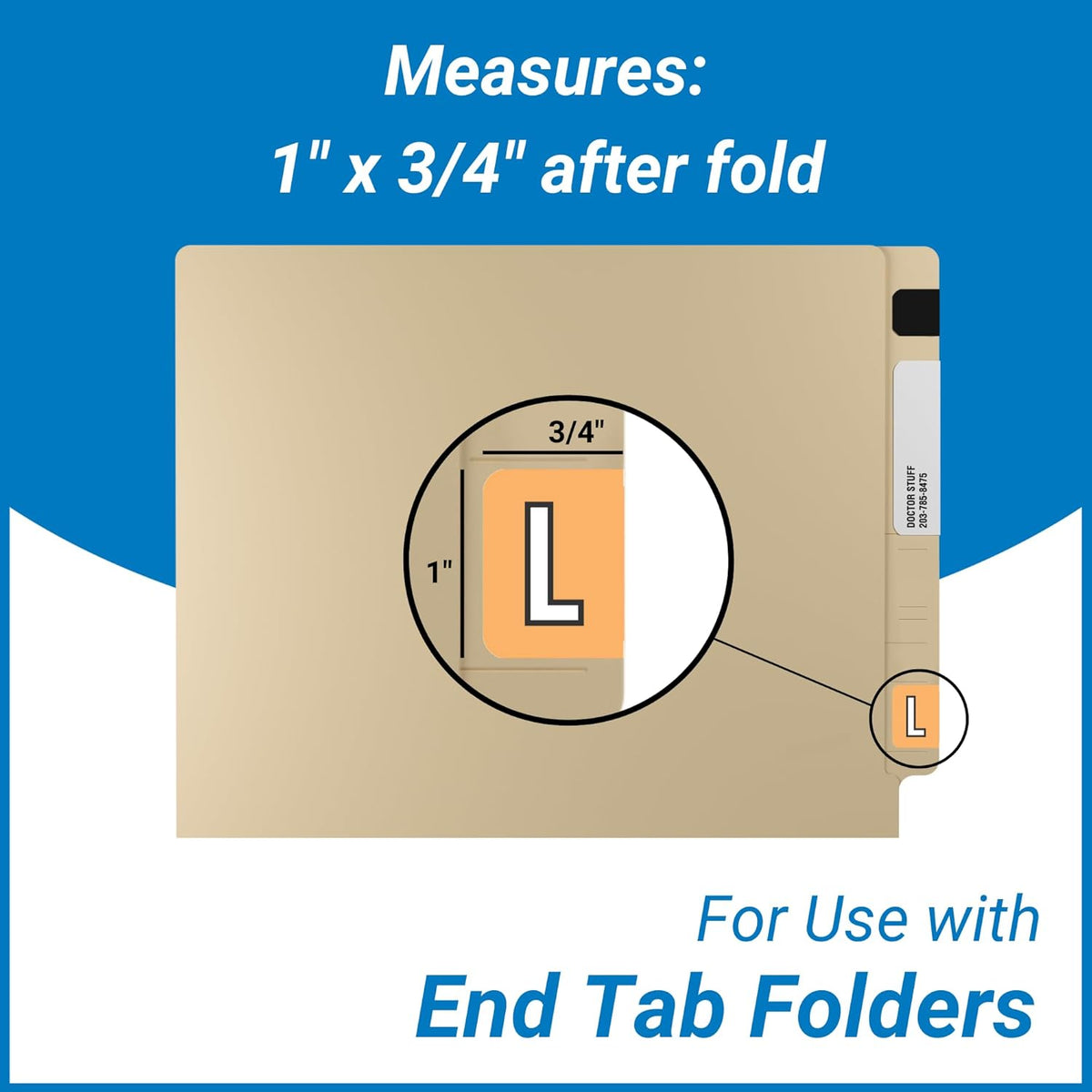Doctor Stuff - File Folder Labels, Alphabet Letter L, Barkley/Sycom FABKM - BRAM Series Compatible Alpha Stickers, Light Orange, 1" x 1-1/2", 126 Labels/Package