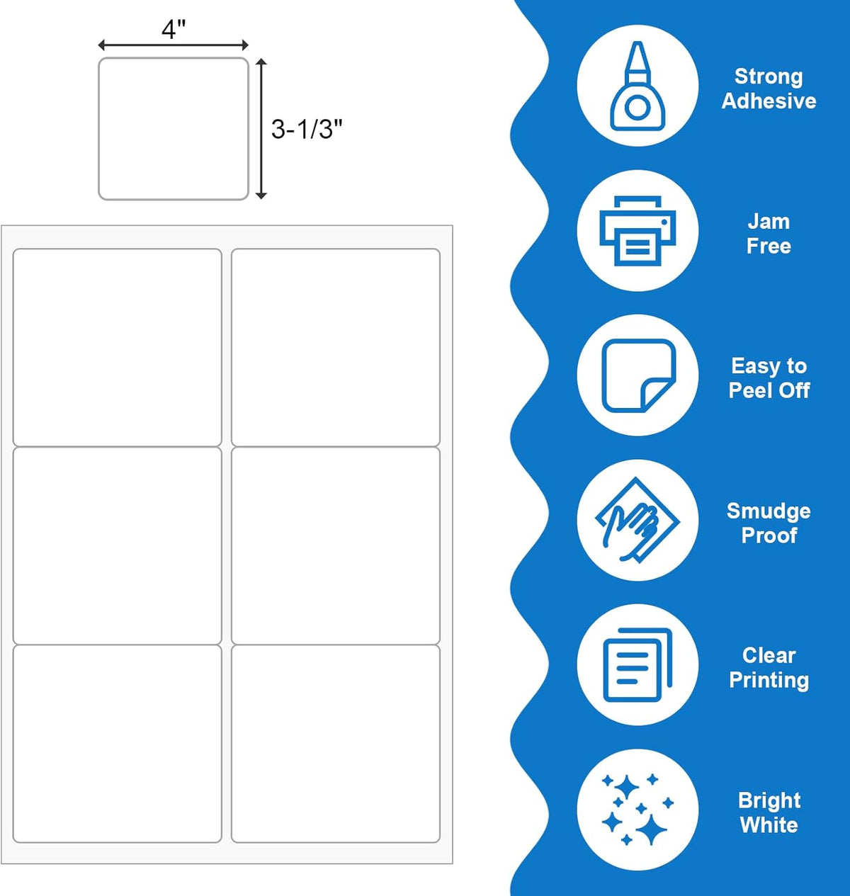 BESTEASY 3 1/3" x 4" Labels Shipping Labels for Laser Inkjet Printers, 6 Up Self Adhesive FBA Address Labels, White Matte Mailing Label Stickers (4000 Sheets, 24000 Labels)
