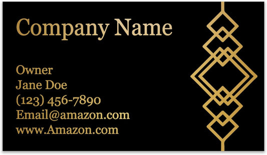 Personalized Gold Foil Black Business Cards 100 Pack - 3.5" x 2" Cards - 14 PT Thick Sturdy Cards - Unique Shiny Gold Foil - Made in the U.S.A. (Gold Art Deco)