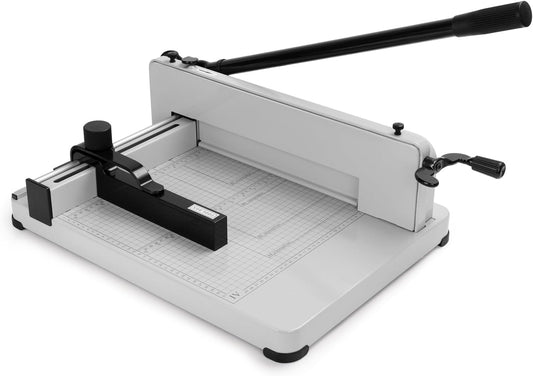 Guillotine Paper Cutter Heavy Duty 400 Sheet Capacity | Paper Cutter 12 Inch for A4 Paper with HSS Blade,Industrial Commercial Trimmer for Office,School,Print Shop,Safety Lock & Clear Grids
