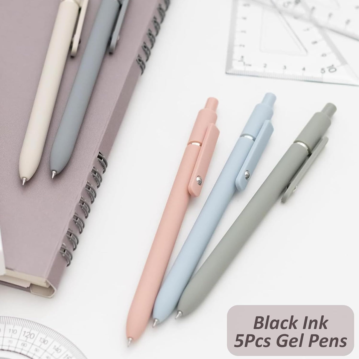 Gel Pens, 5Pcs 0.5mm Fine Point Pens With Smooth Wirting,Quick Dry Aesthetic Pens For Journaling, Ballpoint for Office School Supplies,Gifts for Women Men Student(Morandi)