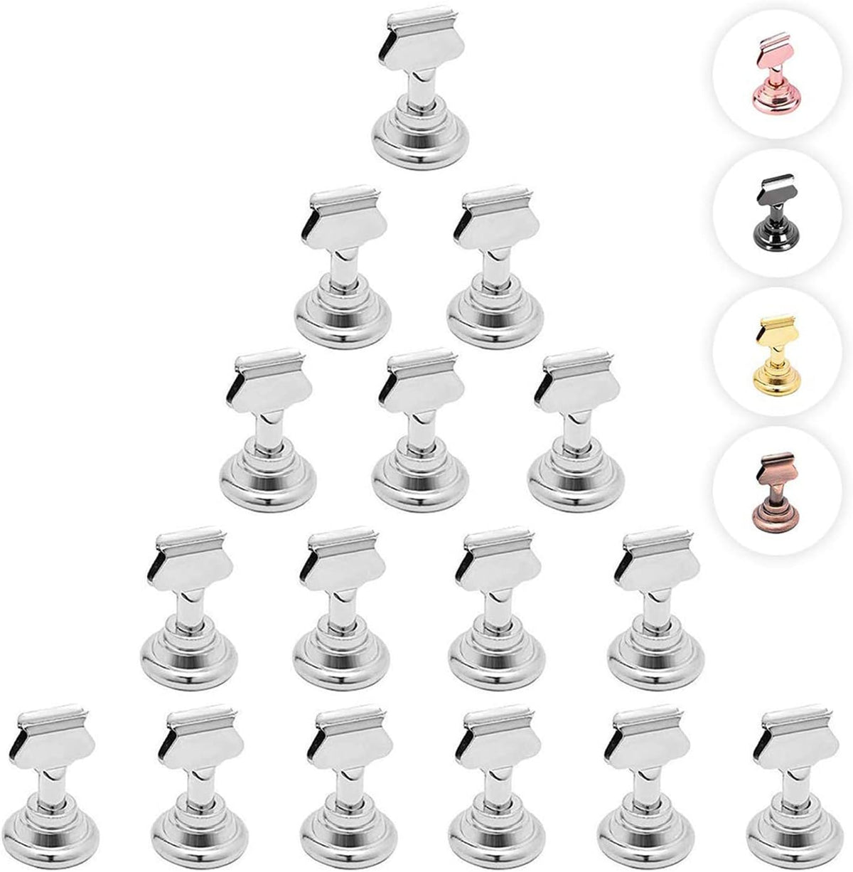 Urban Deco 16PK Table Number Holders Place Card Holders 1.7 Inch Table Card Holders Steel Card Holders for Photos, Food Signs, Memo Notes, Weddings, Restaurants, Birthdays(Silver)