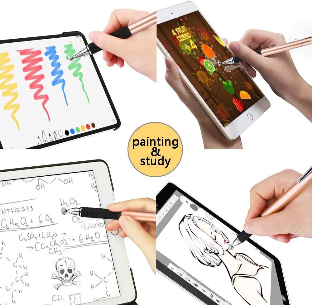 Mixoo Capacitive Stylus Pen, Disc & Fiber Tip 2 in 1 Series, High Sensitivity and Precision, Universal for ipad, iPhone, Tablets and Other Touch Screens, Model: Rose Gold