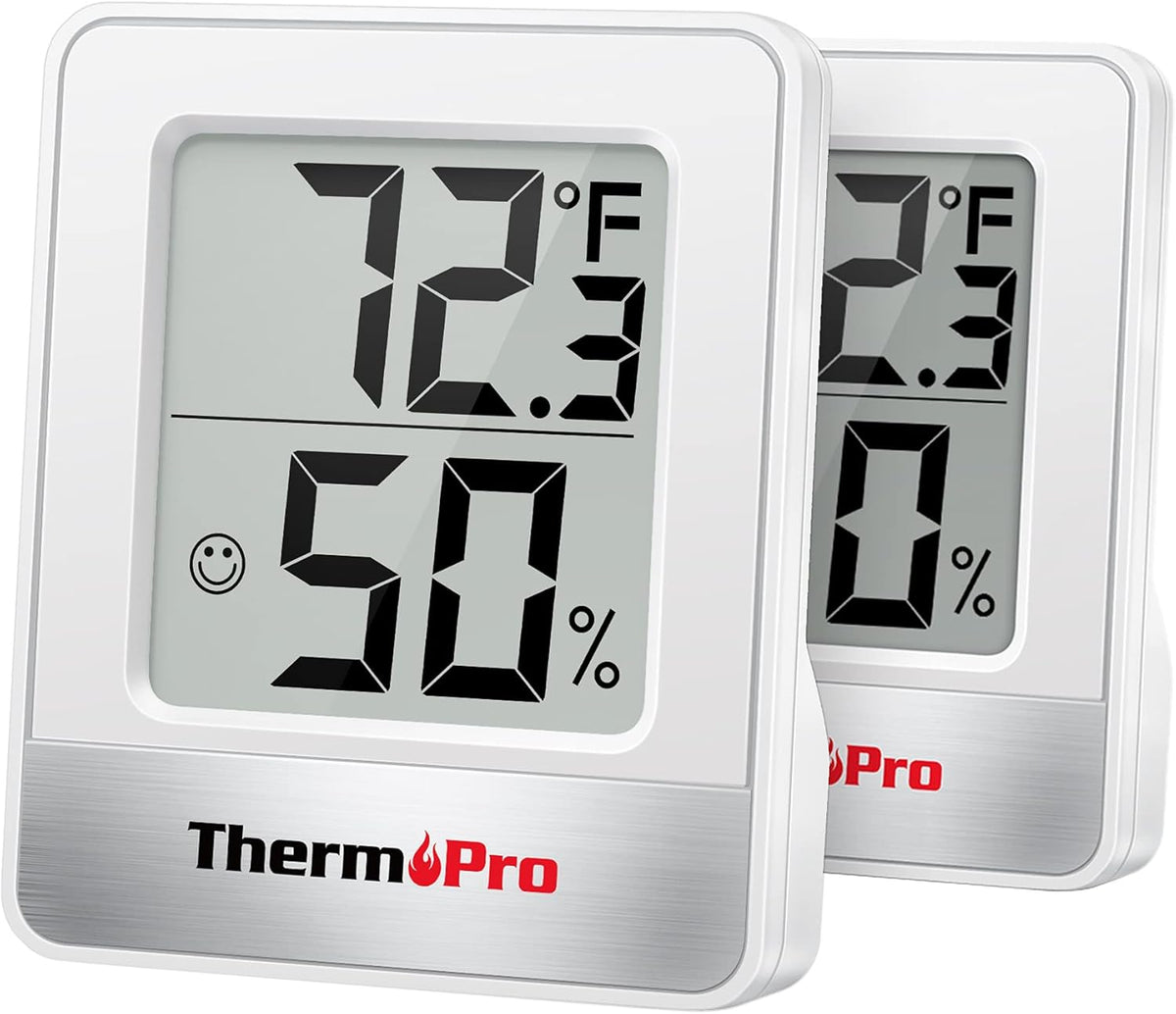 ThermoPro TP49 2 Pieces Digital Hygrometer Indoor Thermometer Humidity Meter Mini Hygrometer Thermometer with Temperature and Humidity Monitor Room Thermometer