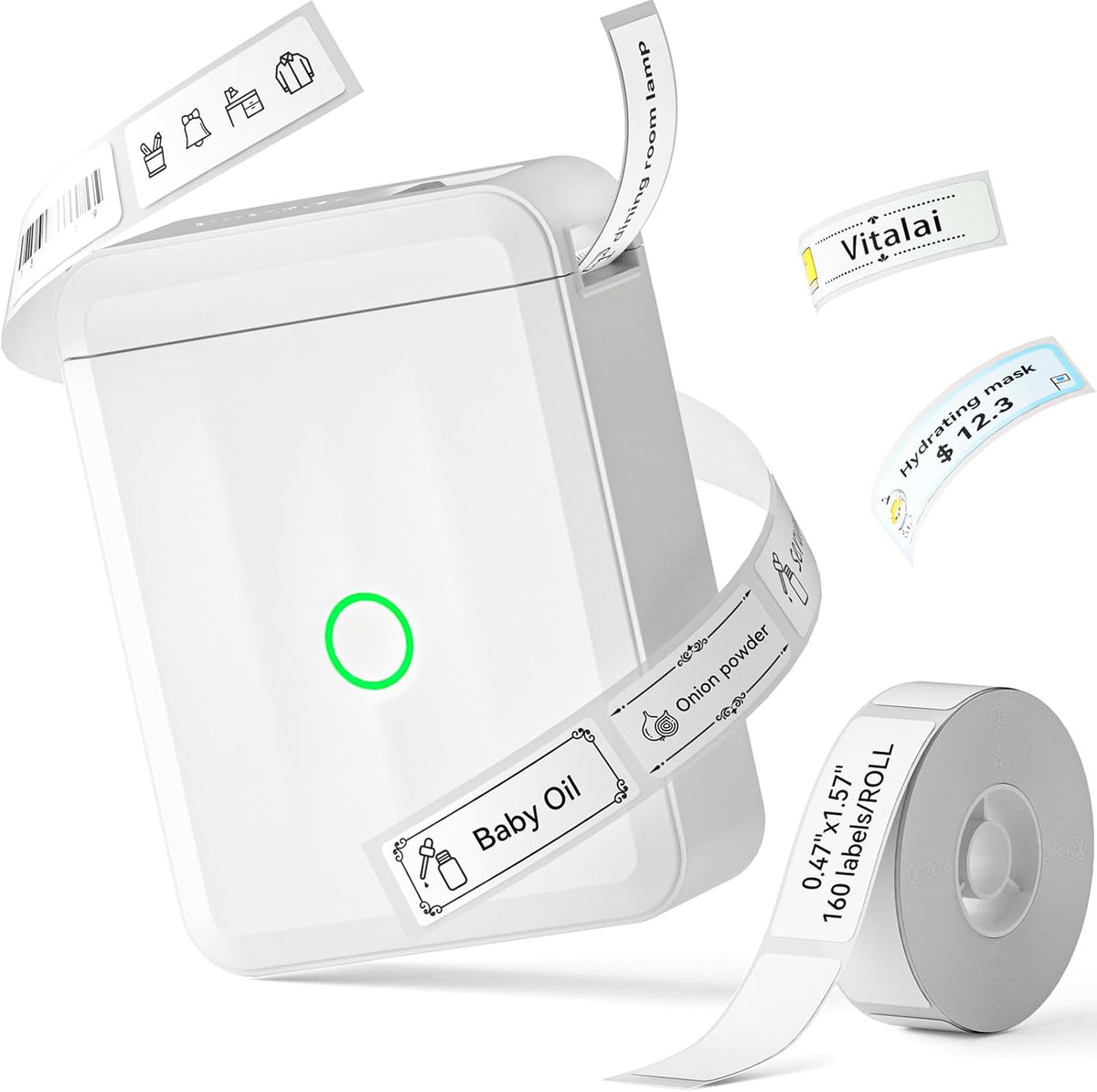 NIIMBOT D110 New Version Label Maker Machine with Tape, Handheld Bluetooth Label Printer, Mini Thermal Printer, Sticker Maker for Organizing Home Kitchen School,White