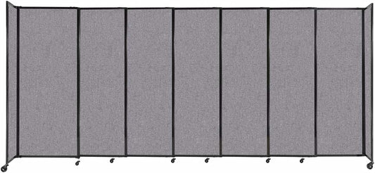 Versare Straightwall Sliding Portable Wall Partition | Freestanding Office Dividers | Locking Wheels | Temporary Room Separator | 15'6'' Wide x 6'10'' Tall Cloud Gray Fabric Panels
