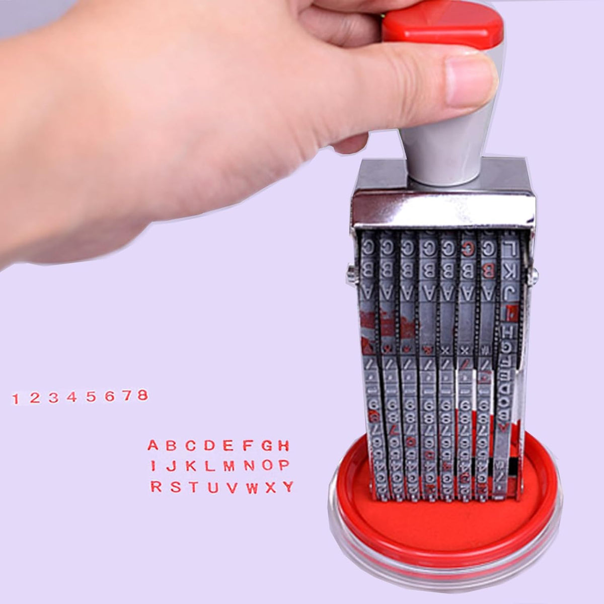 ZENG 8 Digits Multi-Function Changeable Rubber Stamp,Including Letter A-Z, Numbers 0-9 & Symbol, Personalized DIY Customizable Numbering, Date, Multicolor