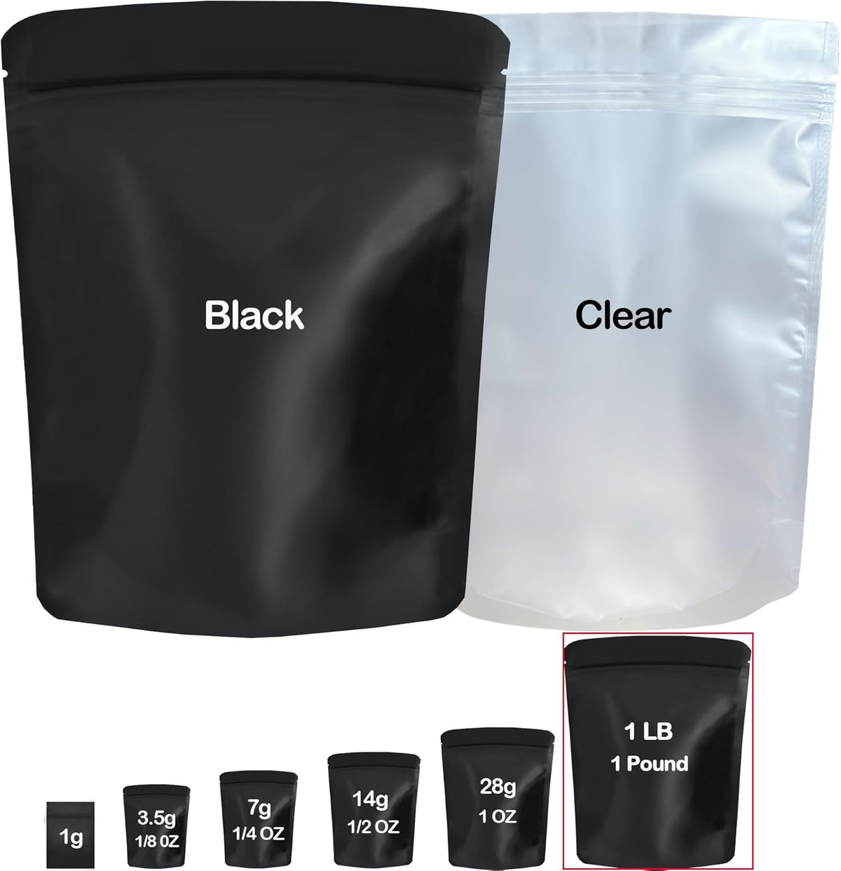 20 Pack Big Mylar Bags, 14 x 18.5 inchs Premium Smell Proof Bags with Double-sided Matte Design ，Resealable Food Storage Aluminum Foil Stand-up Packaging Bags. (1 LB / 1 Pound)