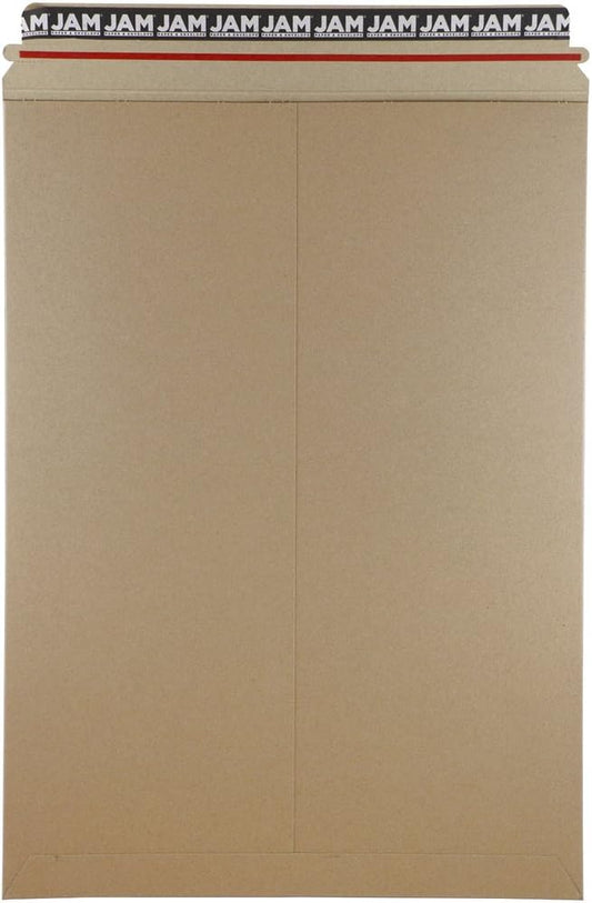 JAM PAPER Stay-Flat Photo Mailer Envelopes with Peel & Seal Closure - 13 x 18 - Brown Kraft - Sold Individually