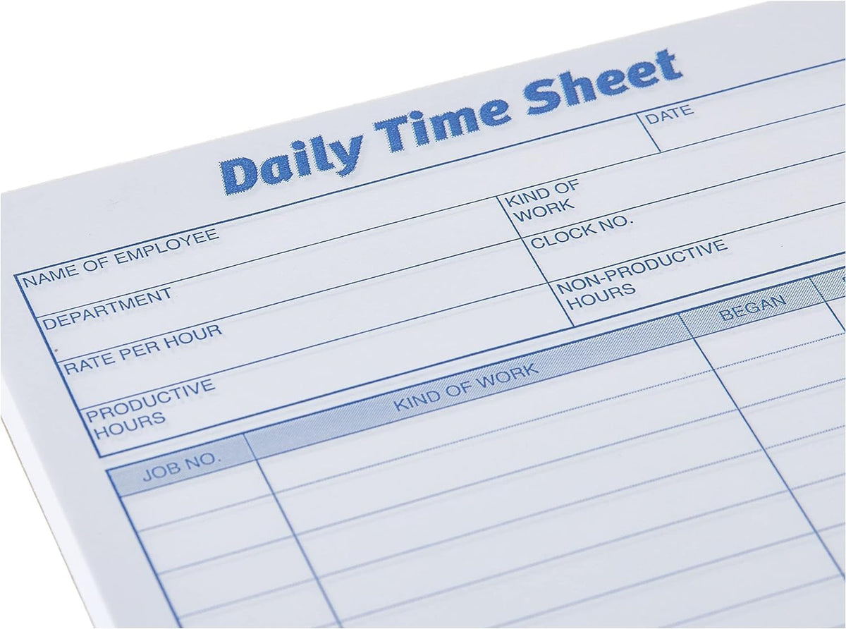 TOPS Daily Employee Time And Job Sheet, 6 x 9.5 Inches, 100 Sheets per Pad, 2 Pads/Pack (30041)