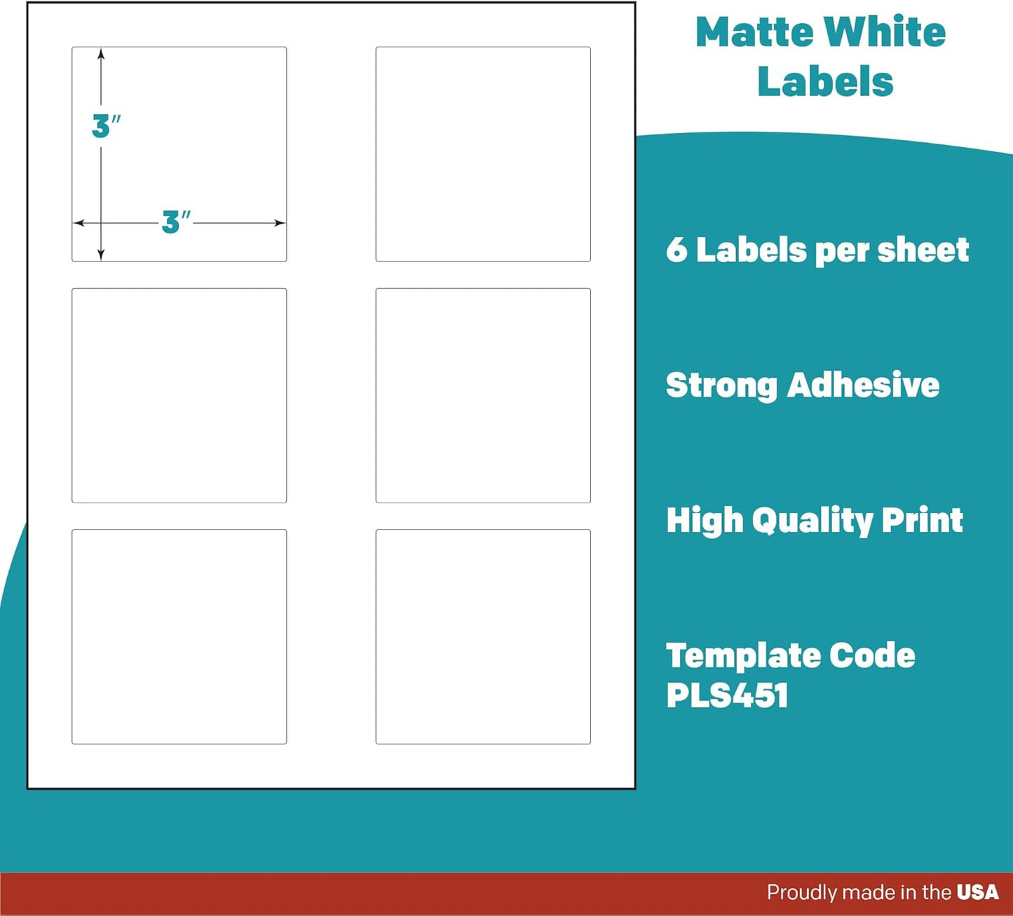 Premium Label Supply White Sticker Square Labels – 3" x 3" – Laser/Inkjet Compatible – (6 per Sheet), 2000 Sheets – 12,000 Total Adhesive Labels