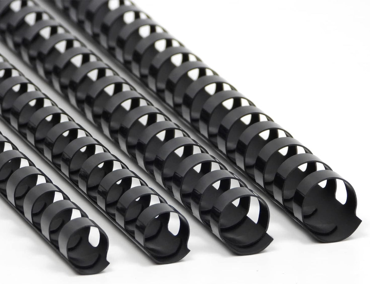 Rayson CR16202225BK Plastic Binding Combs 5/8 in. 13/16in, 7/8in, 1in, 19-Ring Letter Size, Black Comb Binding Spines, Multi-Size Pack of 40