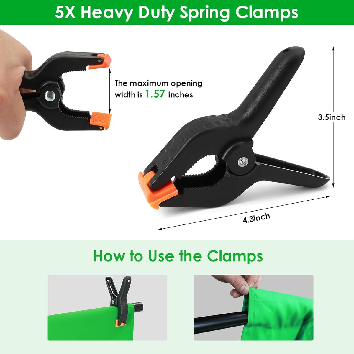 Green Screen Backdrop Kit, 6.5 x 10 Ft Portable Greenscreen Background with Stand, 5 Clamps & Carrying Bag for Photography, Streaming, Zoom, Gaming, YouTube