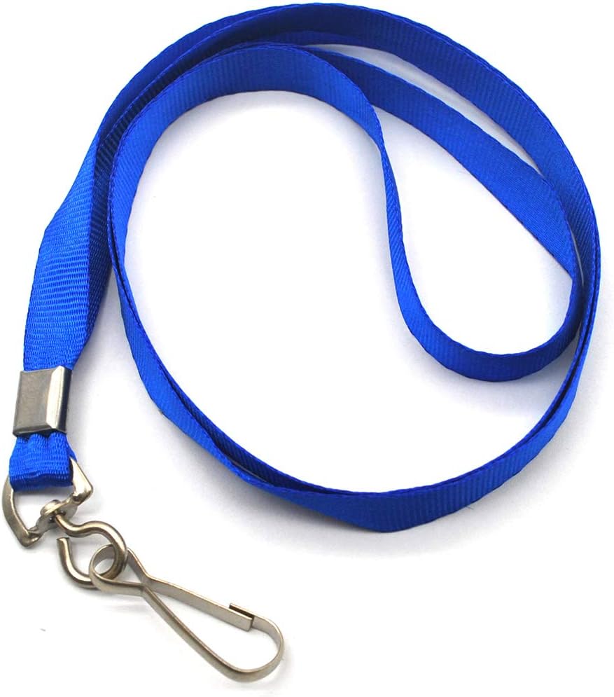 Beebel Blue Lanyard Bulk Lanyards for Id Badges Flat Lanyard with Badge Clip Swivel Hook 50 Pack
