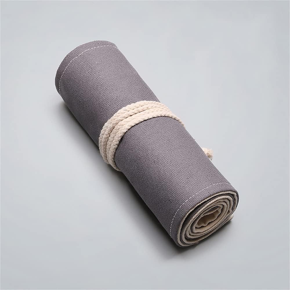 DIYOMR 24/36/72 Slots Pencil Wrap Pencil Rolls, Artist Colored Pencils Roll Up Bag Short Brushes Pouch Case Pencils Organizer for Drawing Coloring and Sketching (Grey, 24slots)