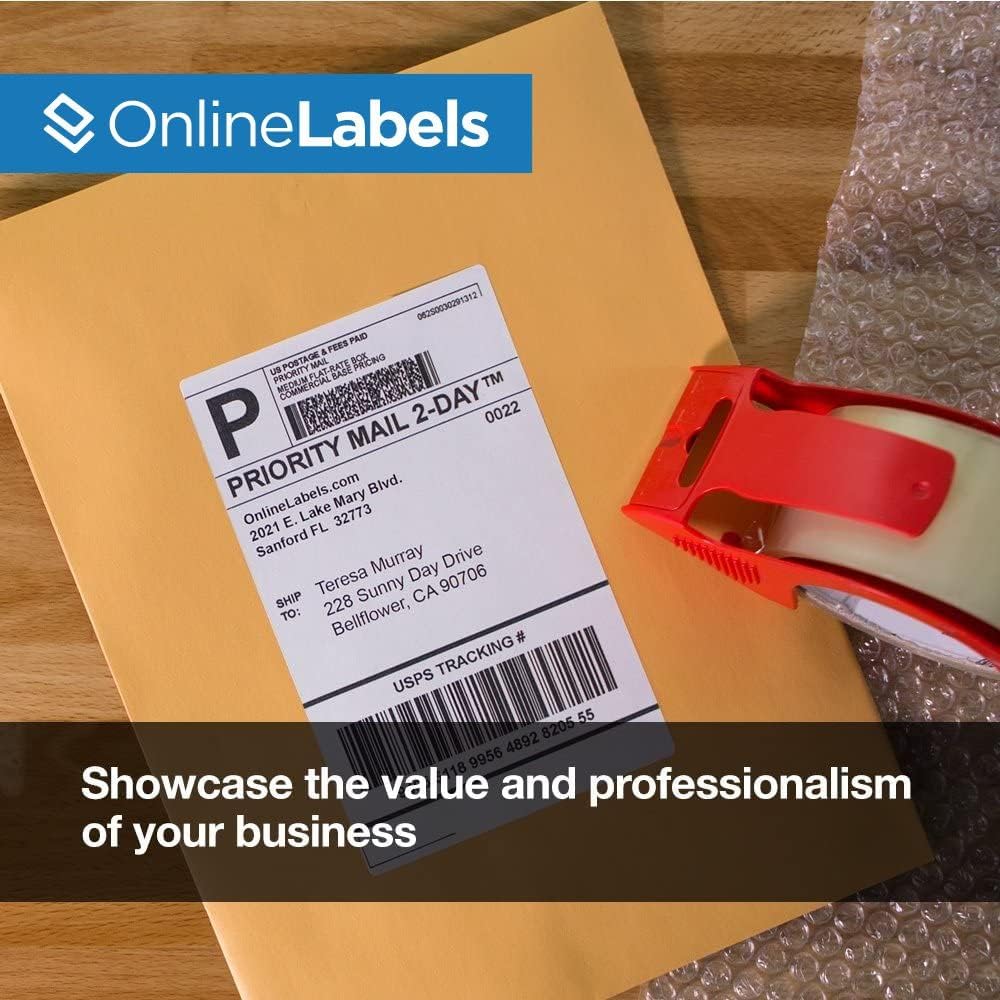 8.5 x 5.5 Half-Sheet Shipping Labels - Permanent, White Matte - for FBA, FedEx, UPS - Pack of 20,000 Labels, 10,000 Sheets - Inkjet/Laser Printers - Online Labels