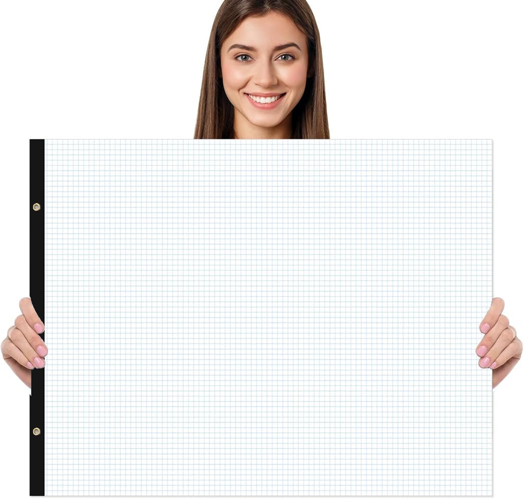 Large Engineering Graph Paper - 22" x 17" Grid Paper, 50 Sheets/100 Pages, 4"x4" Grid Pad, Giant Drafting Pad Sketching Graph Paper for Engineer Architect Designer Mathematician Draftsman