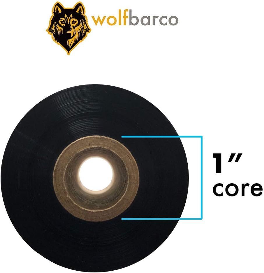 36 Rolls Wolfbarco 4.33" x 243' (110mm x 74m) Black Standard Full Resin Thermal Transfer Ribbon Compatible with Zebra Printers