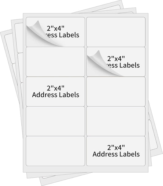 200 Sheets 2000 Shipping Address Labels, 10 UP Address Mailing Labels for Laser & Inkjet Printer, 2" x 4" White Blank Printable Shipping Label, Strong Adhesive for FBA Label, Easy to Peel