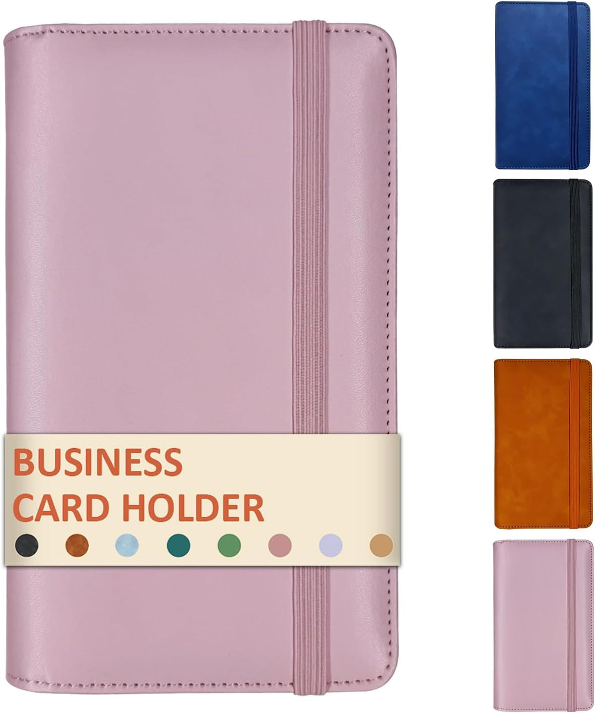 Leather Professional Business Card Holder Book Organizer, 240 Card Slots Capacity Booklet, Premium PU Name Cards Storage Folder with Soft Cover, Credit Card Binder Holder for Men/Women (Light Pink)