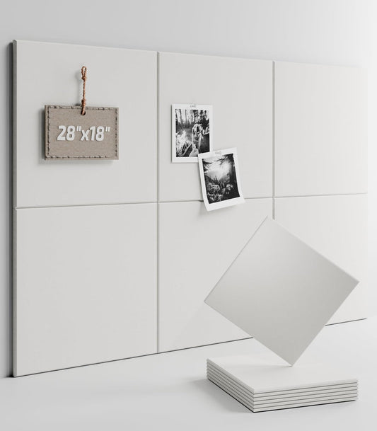 Felt Bulletin Board Tiles -28"x18" Cork Board Alternative for Office Decor, Push Pin Board Wall Organizer 6-Pack - Milky White