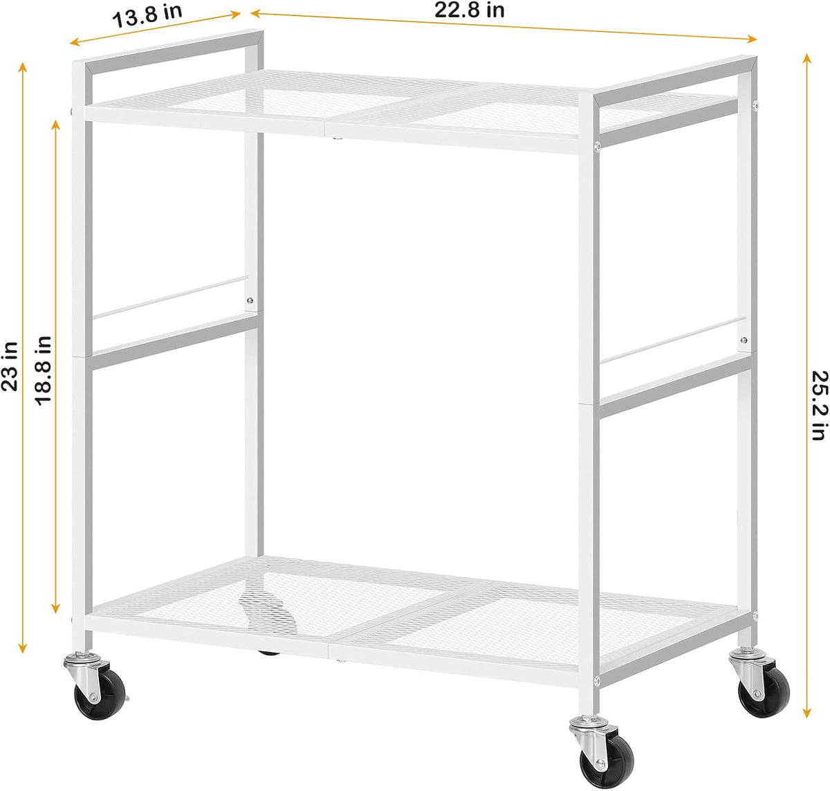 Computer Tower Stand, PC Tower Stand Metal Rolling Cart Holds up to 40lbs, 2 Tier Mobile Printer Stand with Storage Under Desk for Home & Office, White