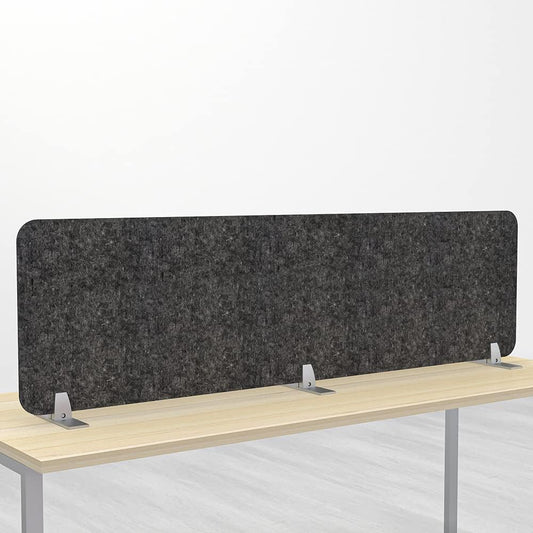 Freestanding Acoustic Desk Divider with Mount | Eco-Friendly Privacy Screen Panel | Noise Reducing Desk Partition | Tackboard Option & Easy to Install | Made from Recycled Plastic | White - 18" X 59"