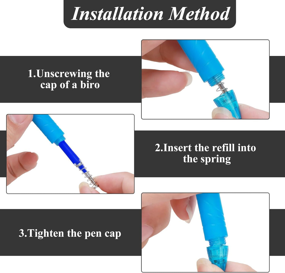 0.7 mm Erasable Gel Ink Pen Refills Compatible with Frixion Friction, Smooth Writing Multicolor Retractable Fine Point Pen Refill for School Office Home Art (Blue & Black, 16)