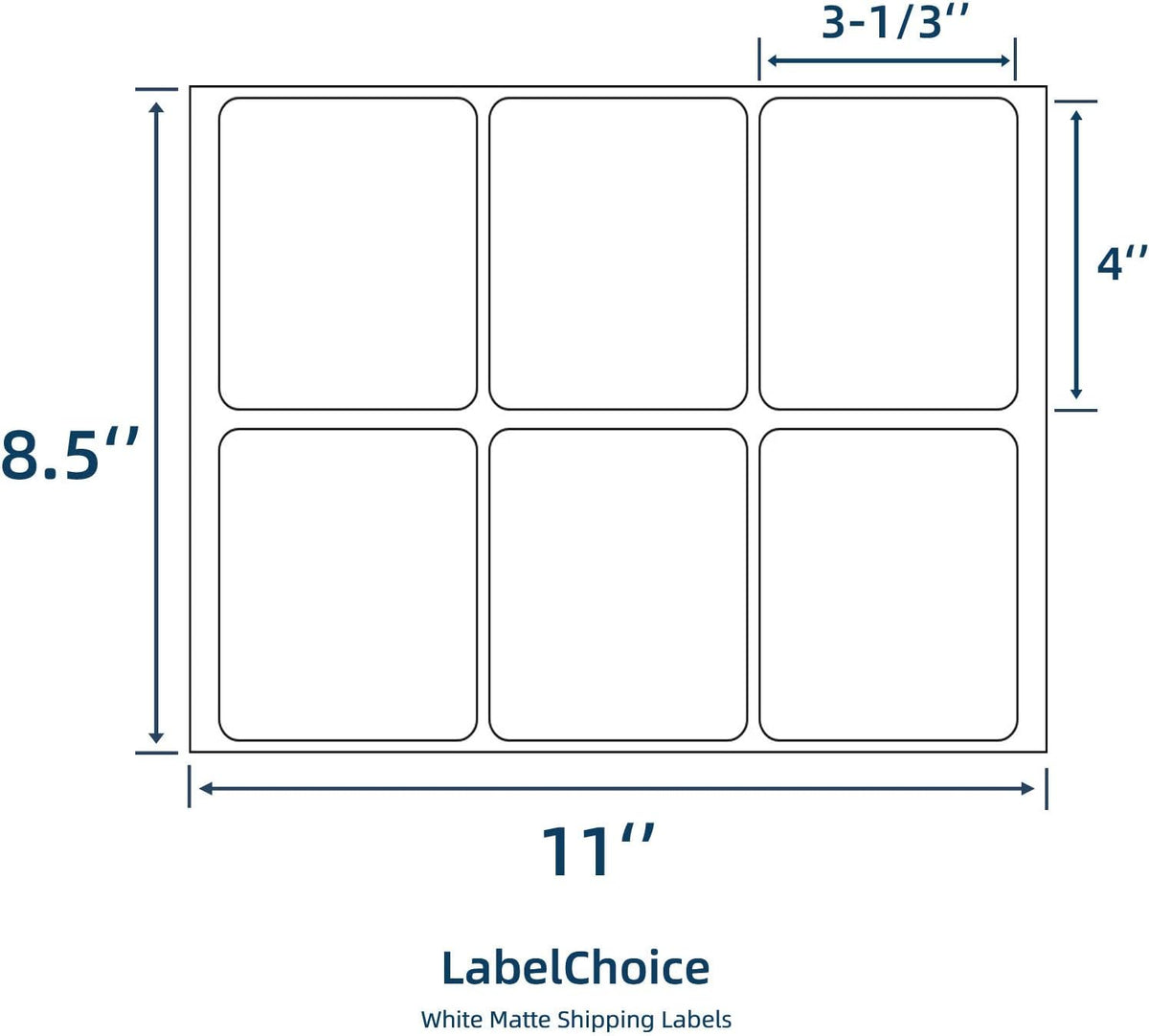 100 Sheets 600 Pcs 3-1/3 x 4 6 Up Shipping Address Labels for Laser & Inkjet Printers, 3-1/3" x 4" 6 per Sheet Shipping Mailing Stickers, 6 Labels per Page