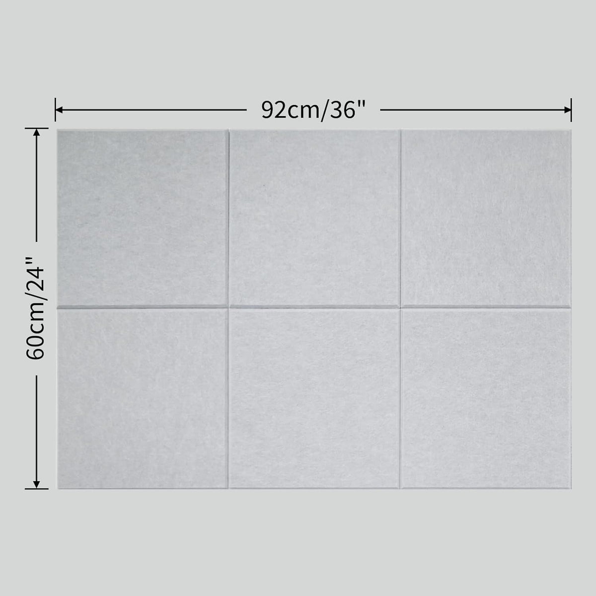 Large Cork Board for Wall 6 Pack, Bulletin Board 36" X 24", Felt Board Wall Tiles with 72 Damage-Free Removable Pads & Push Pins, Alternative Pin Board Cork Board for Office Home, Light Grey