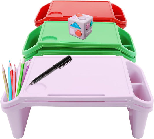 6 Pack Kids Lap Desk Tray with Storage Slots, Portable Lap Desk, Activity Tray, Drawing, Stackable, Writing, Eating, Classroom, 19.69" L x 9.84" W x 7.1" H