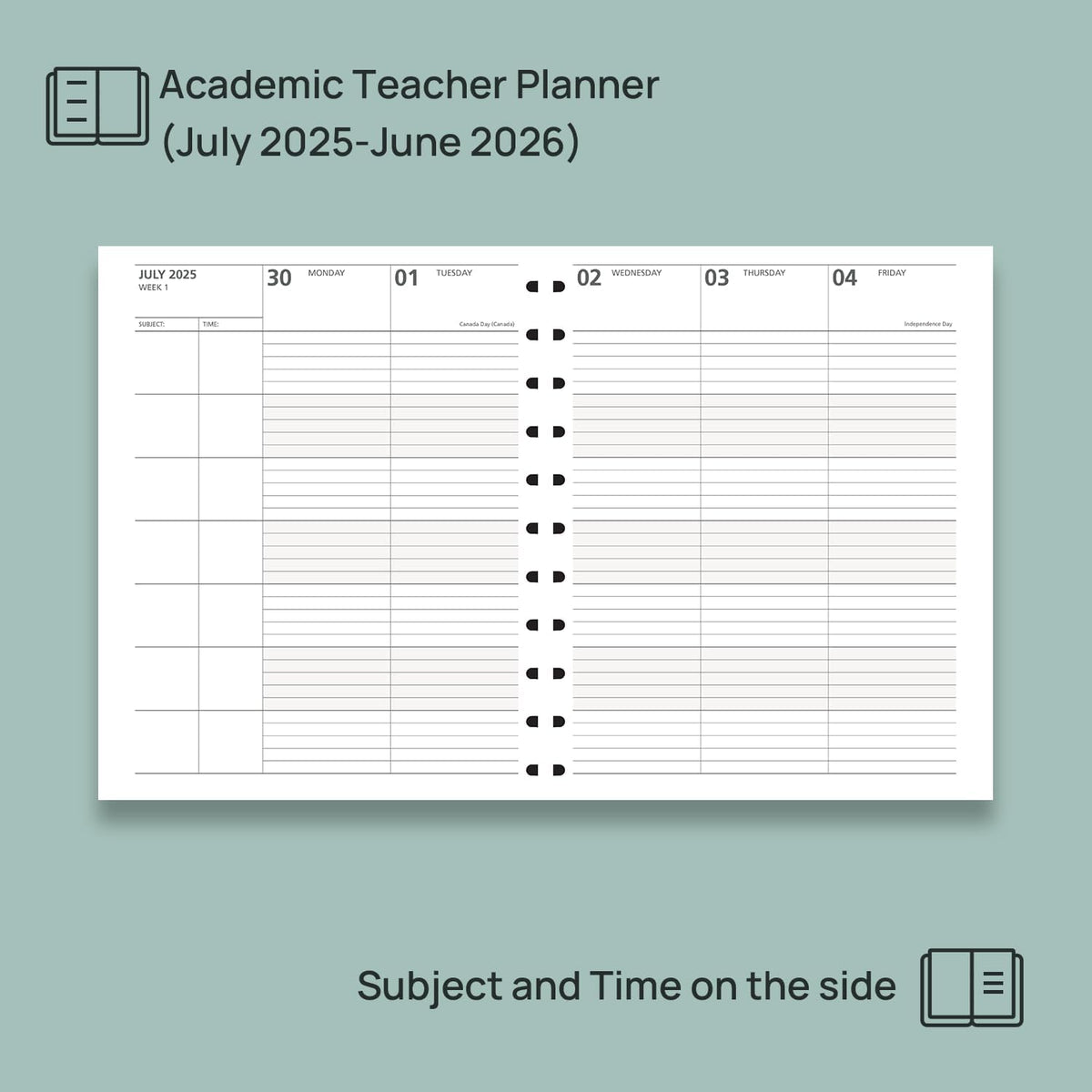 POPRUN Teacher Planner 2025-2026, (Disc-Bound Letter Size - 8.5'' x 11'') Academic Lesson Planner (Jul. 2025 - Jun. 2026) with Monthly Tabs, 2-Sided Pocket, Hardcover for Teachers, Cornflower