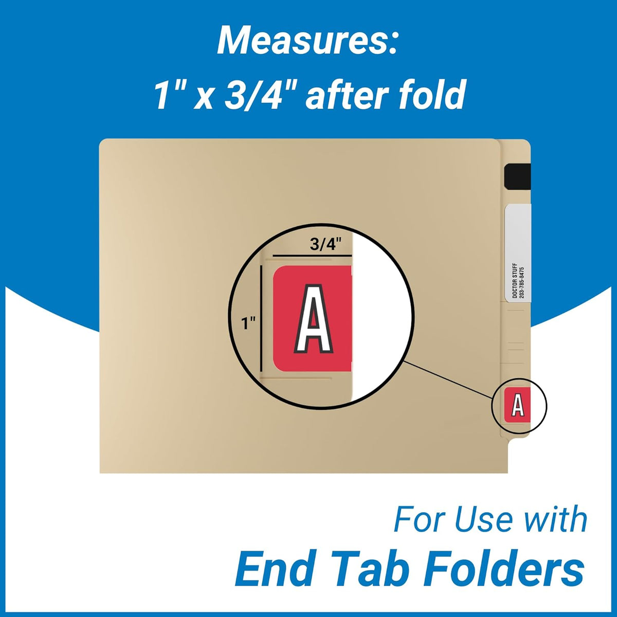 Doctor Stuff - File Folder Labels, Alphabet Letter A, Barkley/Sycom FABKM - BRAM Series Compatible Alpha Stickers, Red, 1" x 1-1/2", 126 Labels/Package