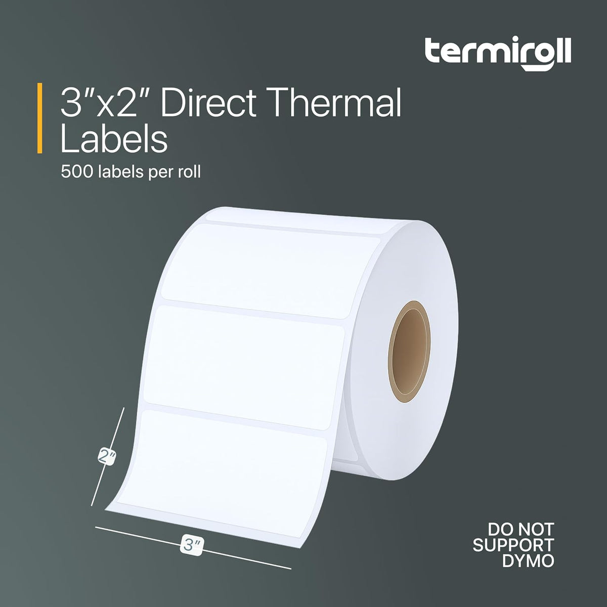 3x2 Thermal Label for Barcodes & Address - Perforated - 500 Labels/Roll - Compatible with Most Direct Thermal Printers Rollo, Zebra - Strong Adhesive, BPA-Free, Commercial Grade (3"x2", 500, Count)