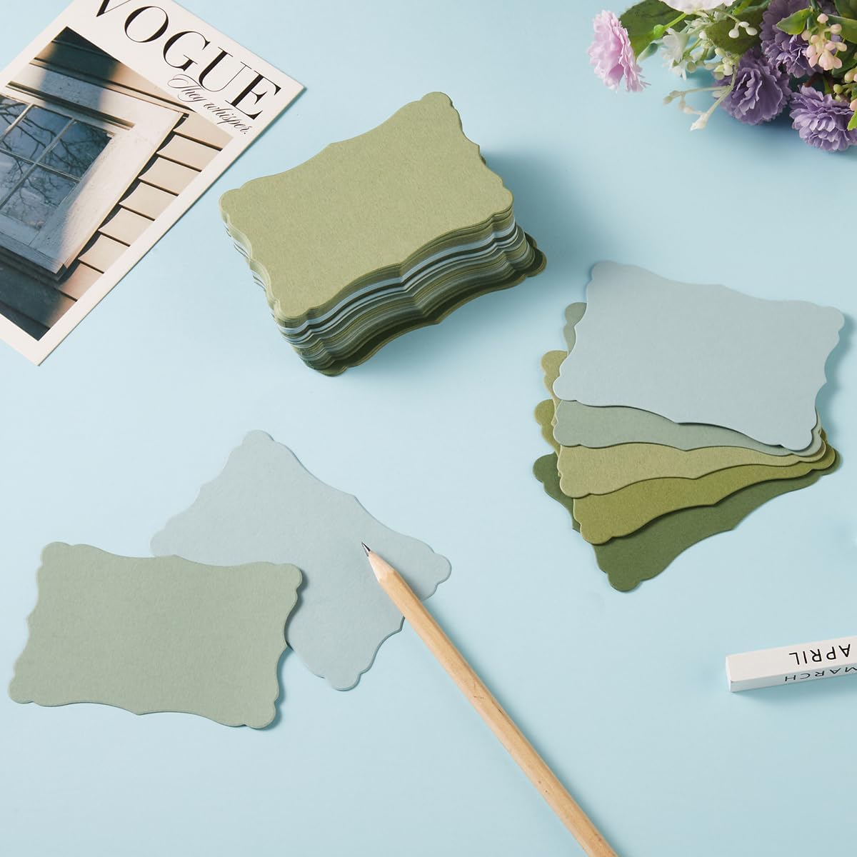 120 Pieces Small Mini Business Cards Vintage Assorted Colors Blank Note Gift for Business Cards, Gift (5 Green)