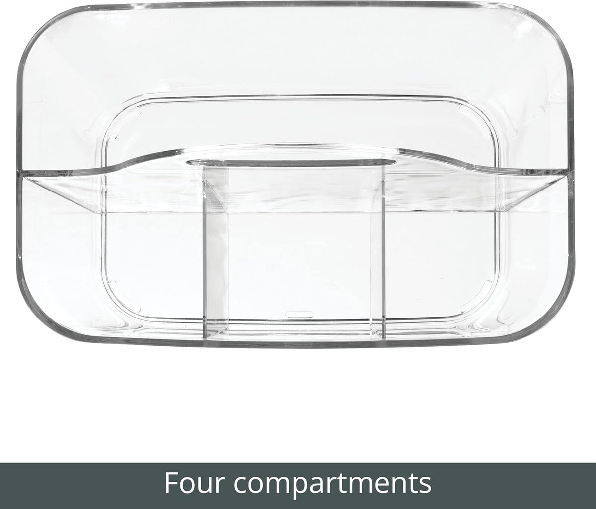 MetroDecor mDesign School Supplies Desk Organizer Tote for Scissors, Pens, Pencils, Notepads, Markers, Highlighters, Tape - Small, Clear