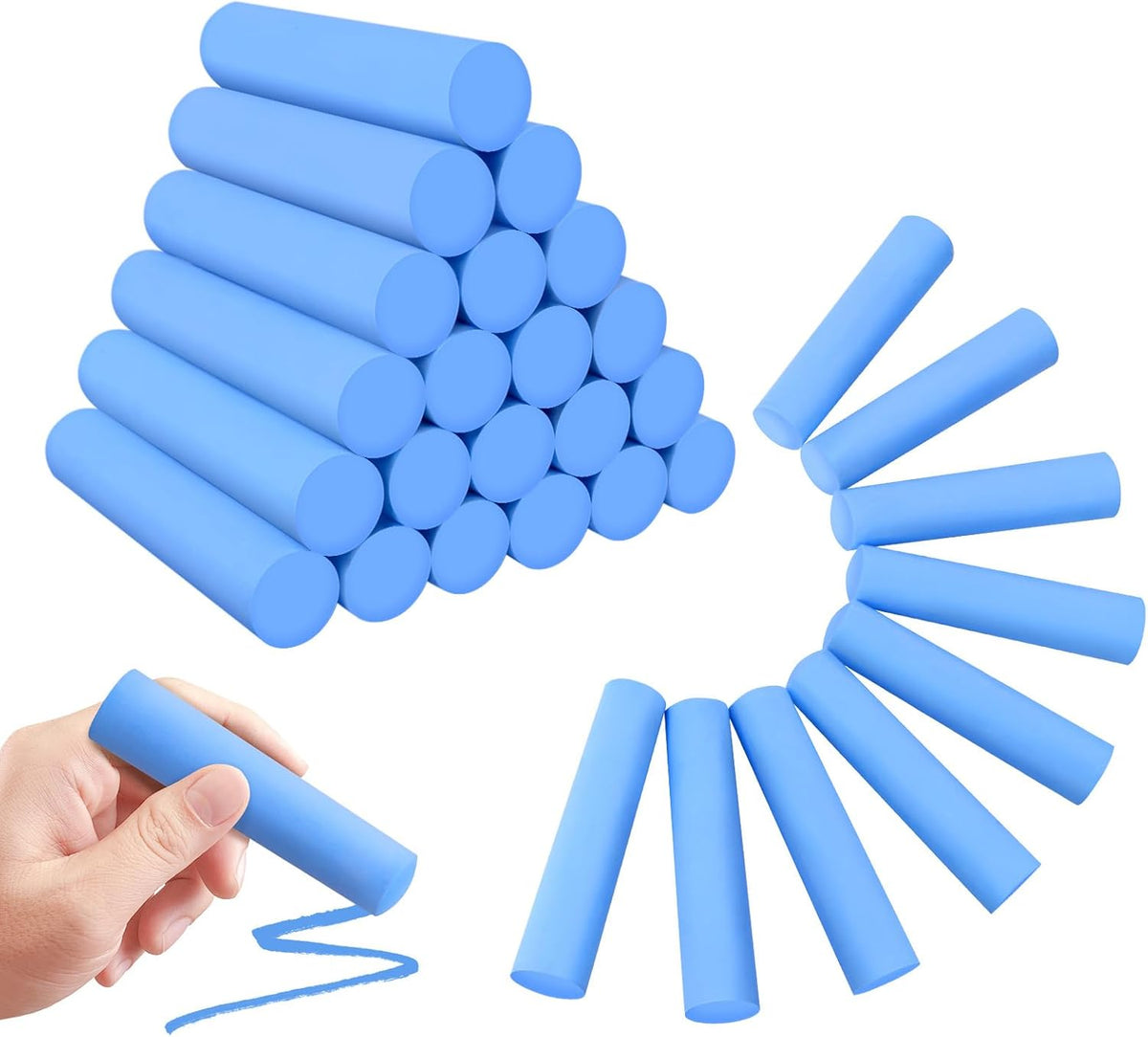 50 Pack Washable Sidewalk Chalks for Kids Non-Toxic Jumbo Chalk for Outdoor Art Play, Colored Chalk for Painting on Chalkboard, Blackboard and Playground(Blue)