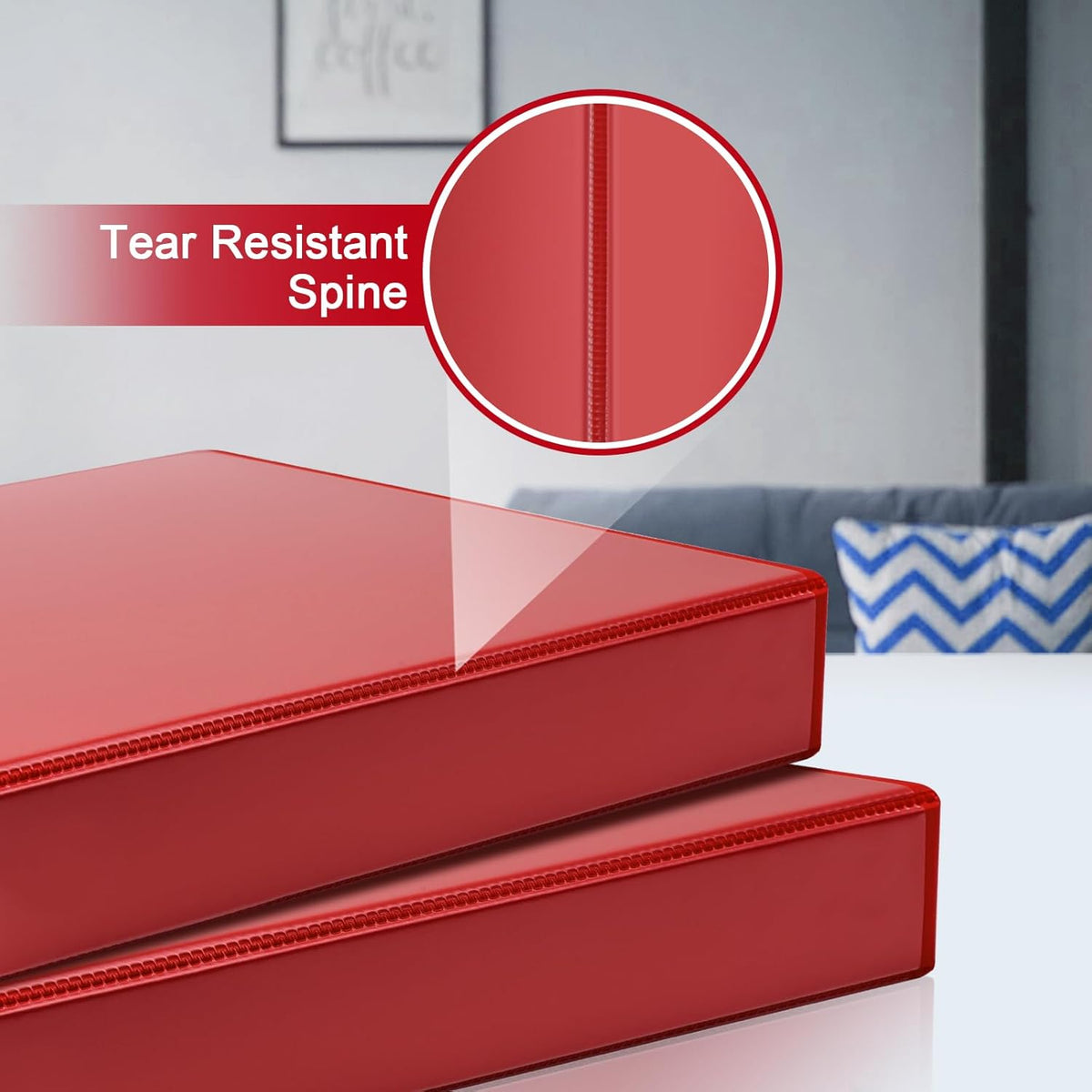 COMIX Sturdy 3 Ring Binder 2 inch with Clear View Cover, 2" Slant-D Ring View Binder Holds 500 Sheets of US Letter Size Paper, 6 Pack (Red)