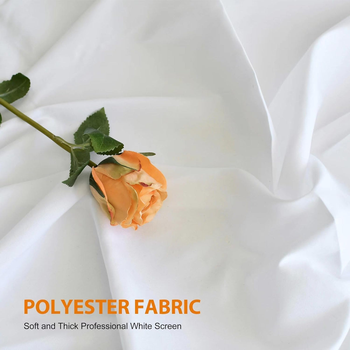 8 x 10 FT White Backdrop - Premium Polyester for Video Streaming, Portrait Photoshoot, Wall Mounted, Parties and Small Events