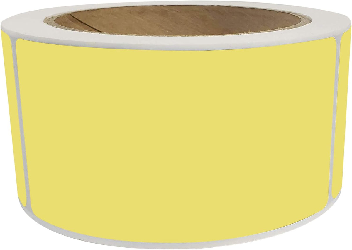 Royal Green Blank Label Stickers 4x2 inch Rectangular Sticker Roll in Pastel Yellow (7.5cm x 2.5cm) 250 Pack