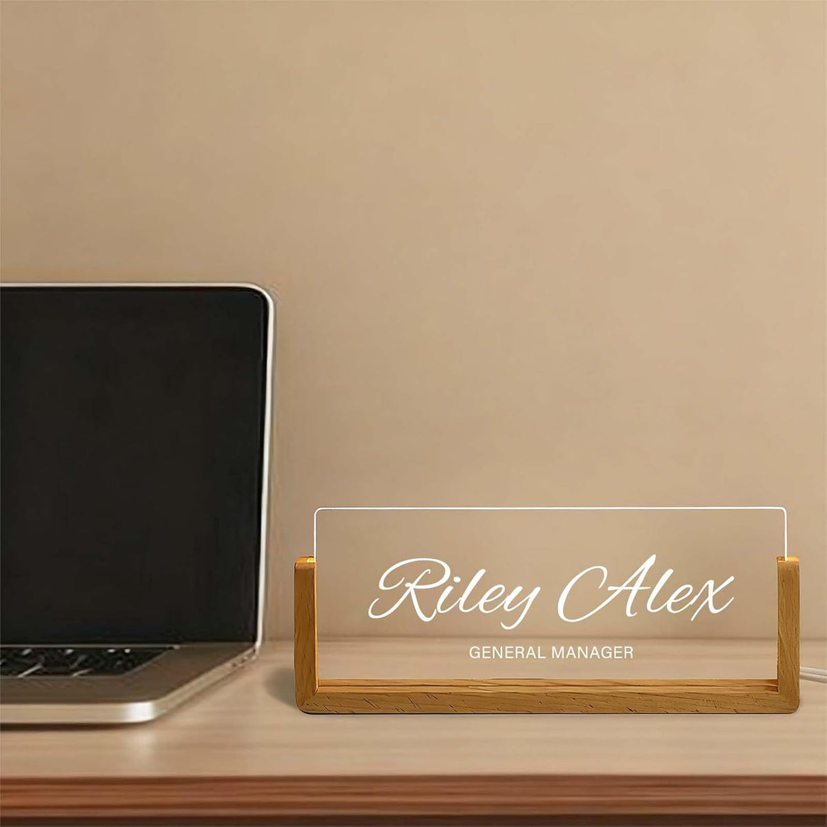 Personalized Light Up Acrylic Desk Sign, Custom Name Plate for Office Desk, Corporate Gifts for Employees Coworkers, Professional Appreciation Present