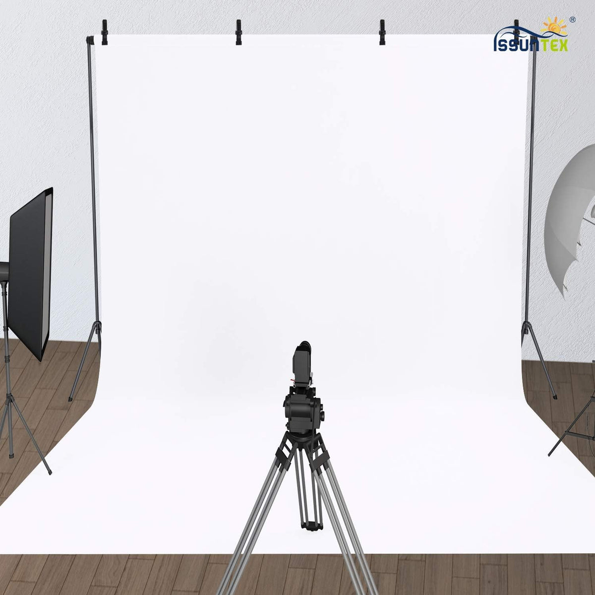 ISSUNTEX 9X15 ft Background Polester Backdrop, Photo Studio, Collapsible High Density Screen for Video Photography and Television-White