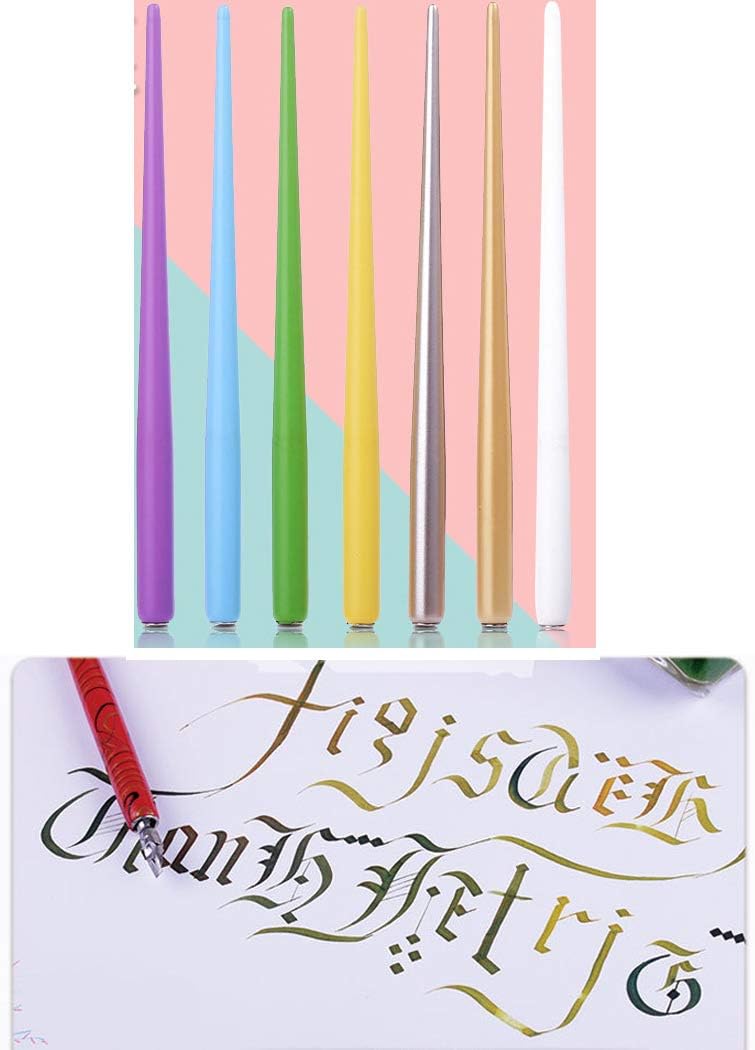 Professional Manga Gothic Pen Dip Pen Calligraphy Drawing Pen Kit, 7 Pen Holders Handles, 12 Nibs (7 Fountain Pen Nib, 5 Flat Nib) - 7 Pcs B