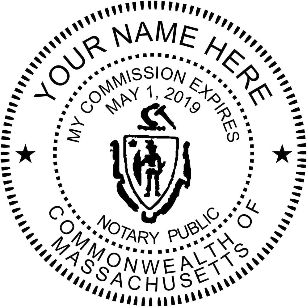 Custom Notary Embosser, Customizable for 37 Total States, Embossed Notary Seal | Great for Official Documents and Paperwork | Great Way to Certify Your Documents (Massachusetts)