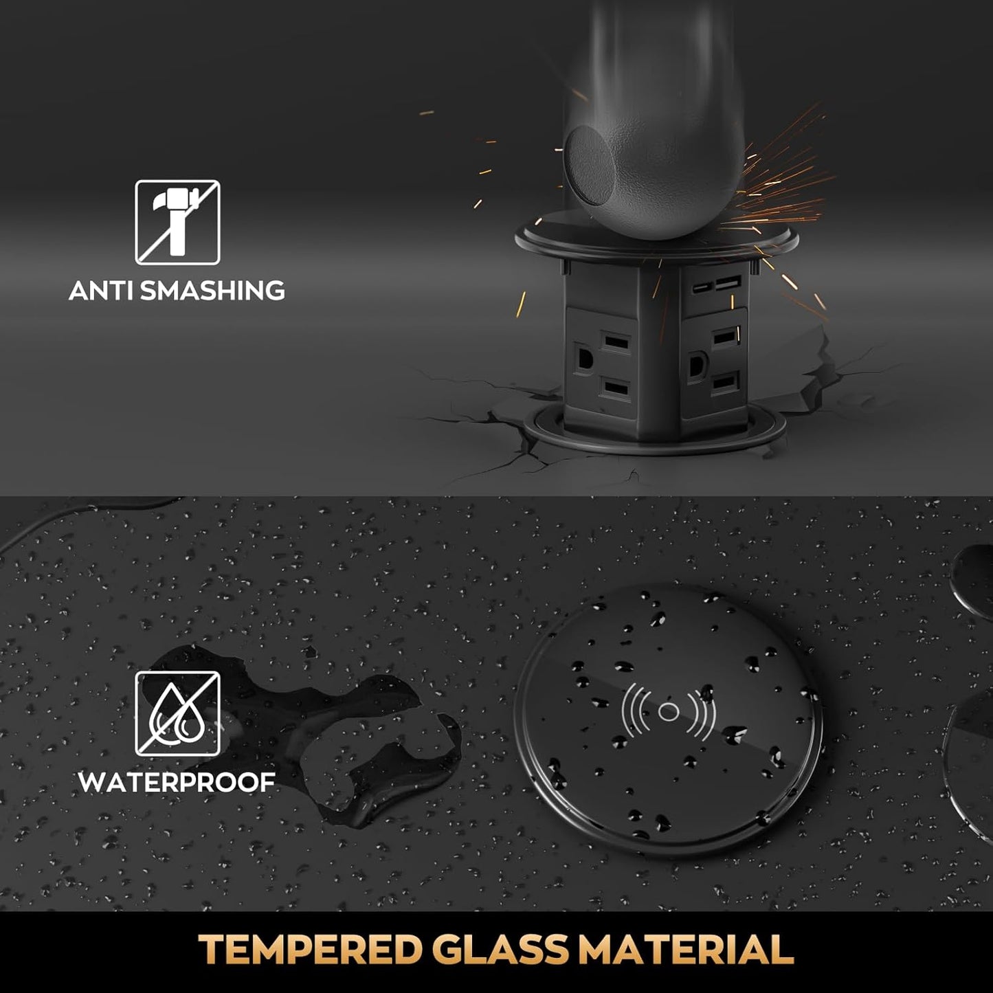 Pop Up Countertop Outlet with 15W Wireless Charger,Pop up Outlet,Max 20W USB Power Delivery,3.9" Space Saver Recessed Outlet,Pop Up Electrical Outlet with 4 Outlets 2 USB Ports for Home Office