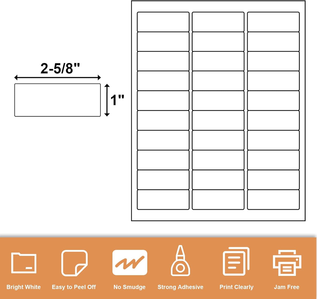 Address Labels 1" X 2-5/8" 30 Up Mailing Labels for Laser/Inkjet Printer, Blank White, Permanent Adhesive, Printable Label Sticker Paper (4000 Sheets - 120000 Labels)