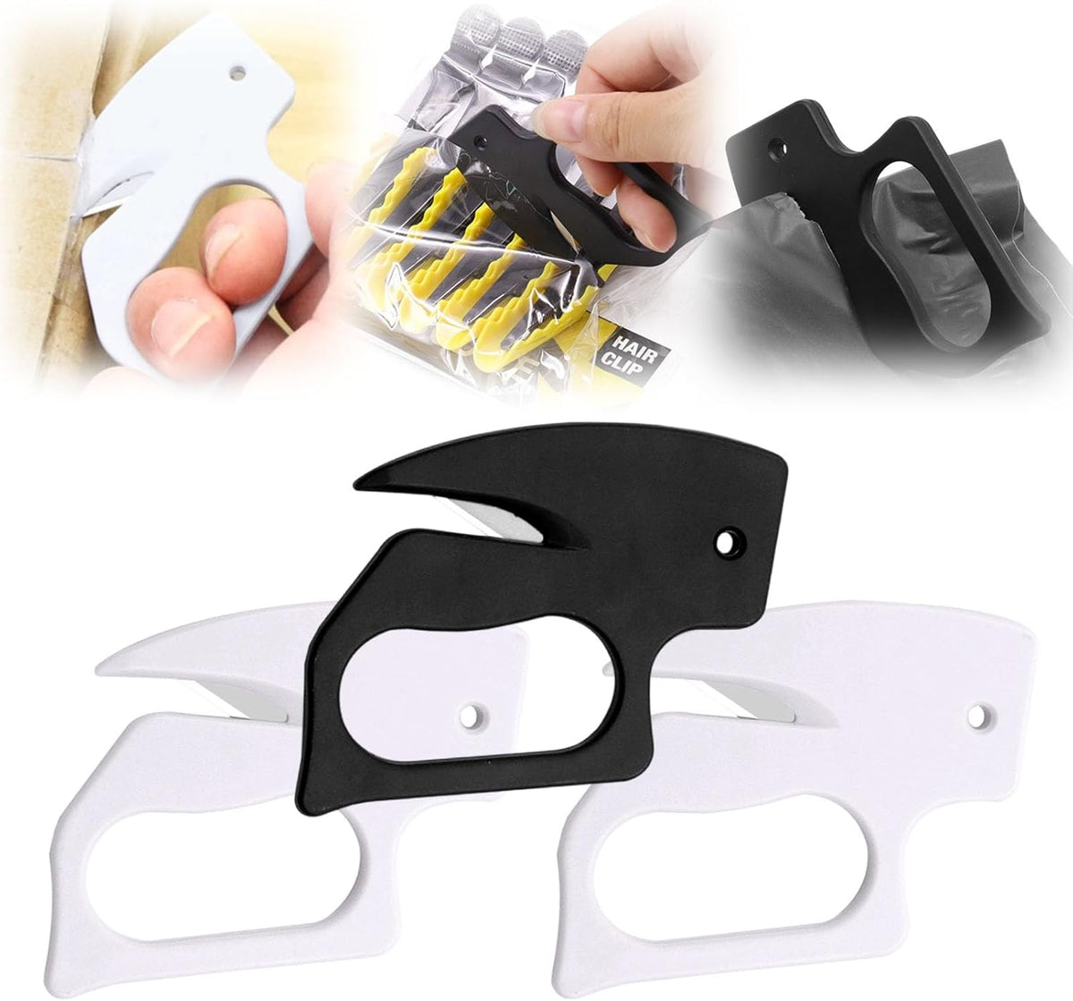 Letter Opener Envelope, 2025 Upgrade Envelope Opener Slitter Mail Opener Tool with Concealed Sharp Blade, Wrapping Mail Paper Cutter Envelope Cutter for Office Worker School Home (Black+White,3PCS)